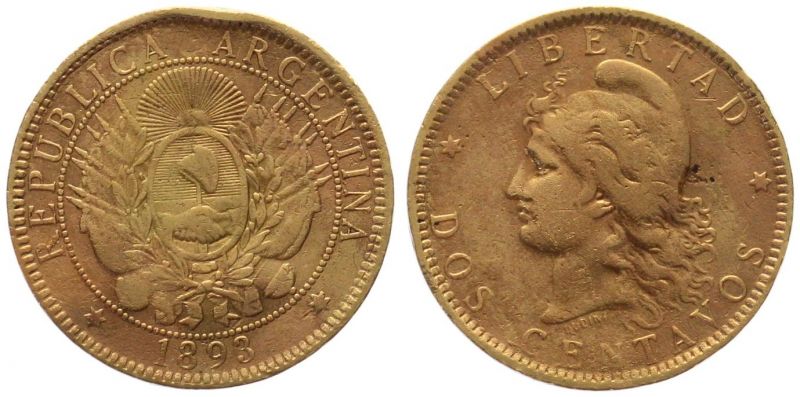 Argentinien 2 Centavos 1893